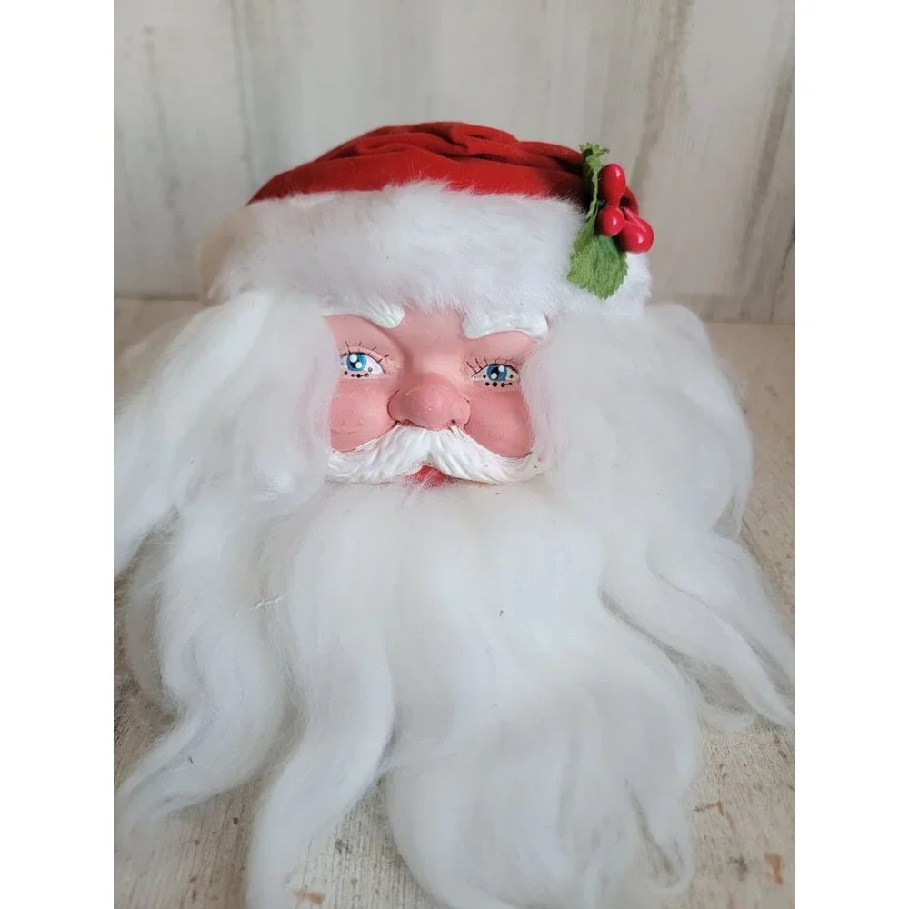 Santa Claus face vintage mistletoe hat ornament Xmas decor‎